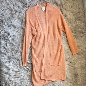 Gentle Fawn Peach Open-Front Long Cardigan